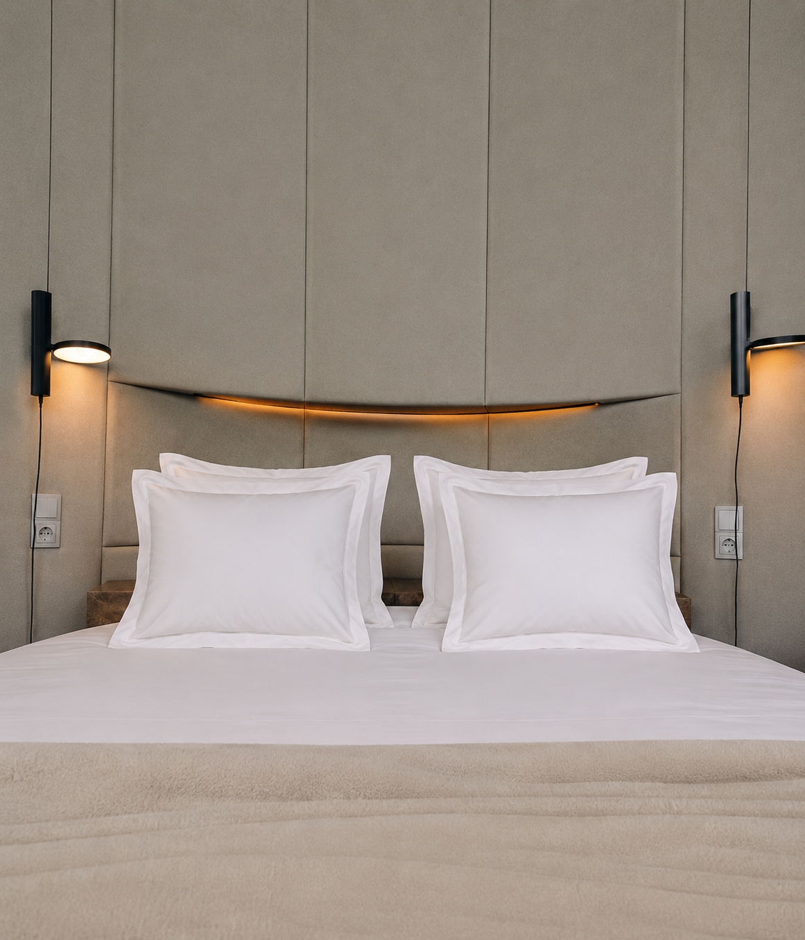Hotel Line Satino pagalvės užvalkalas Oxford su dekoratyviniu peltakiu Solid Optical White (optiškai balta), 2 nuotrauka