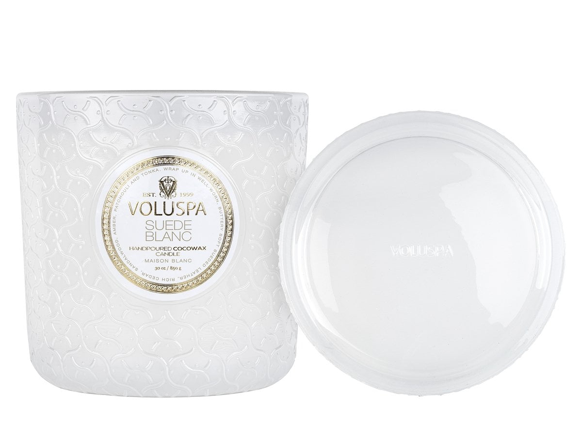Voluspa didelė žvakė Suede Blanc, 3 nuotrauka