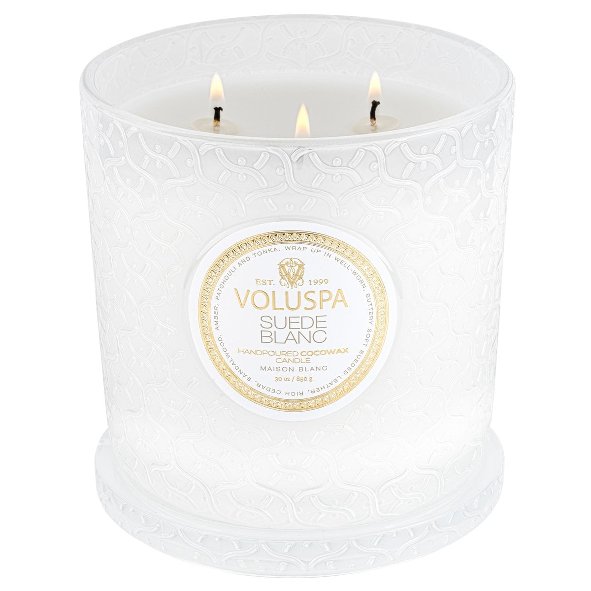 Voluspa didelė žvakė Suede Blanc, 4 nuotrauka