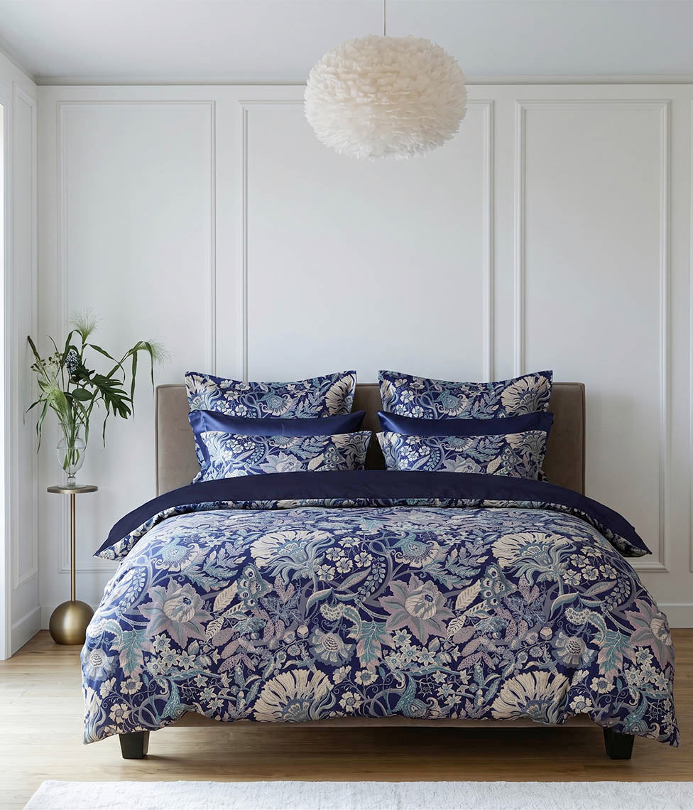 Satino pagalvės užvalkalas Boho Dark Blue