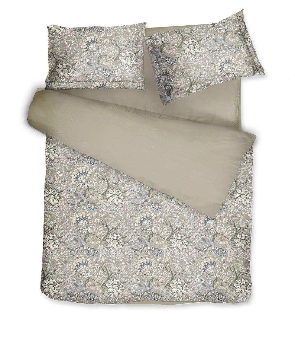 Satino patalynės komplektas Boho Khaki/Pistachio (chaki, marga), 4 nuotrauka