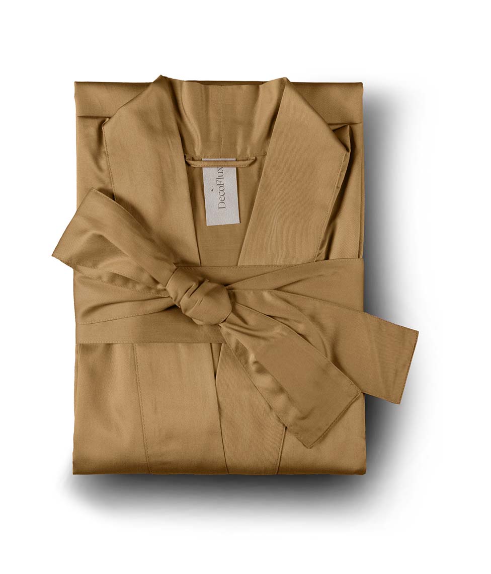 Satino chalatas kimono Solid Cinnamon (cinamono), 4 nuotrauka