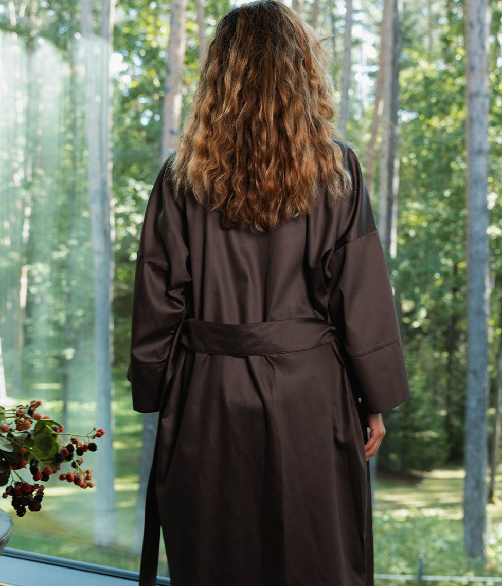 Satino chalatas kimono Solid Coffee