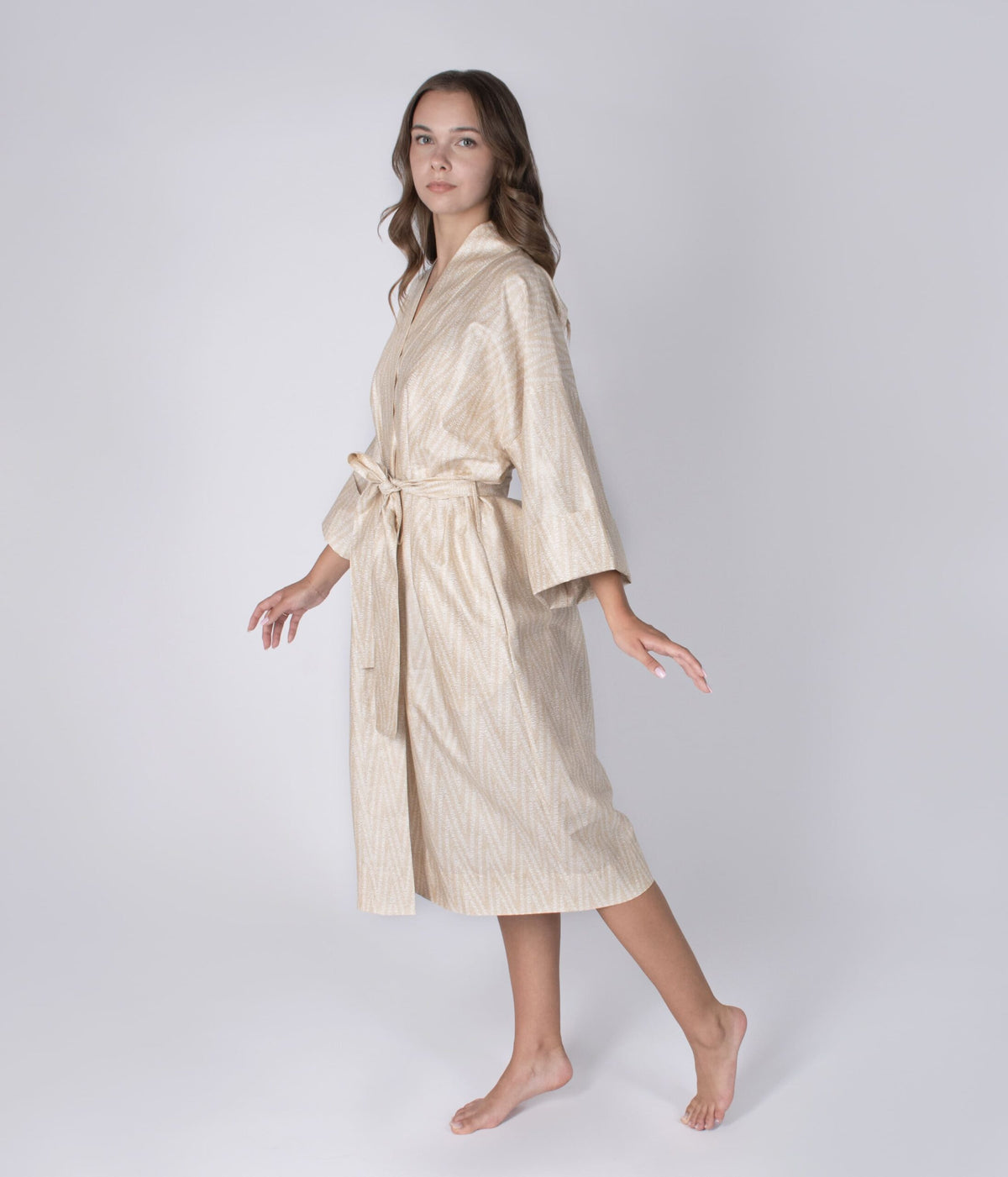 Satino chalatas kimono Twist Gold (marga)