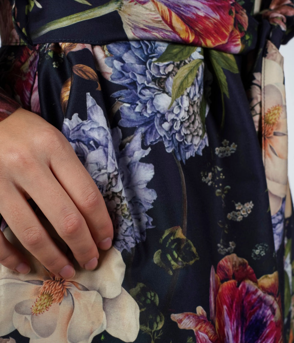 Chalatas Kimono Magic Garden Dark Blue (tamsiai mėlyna), 3 nuotrauka