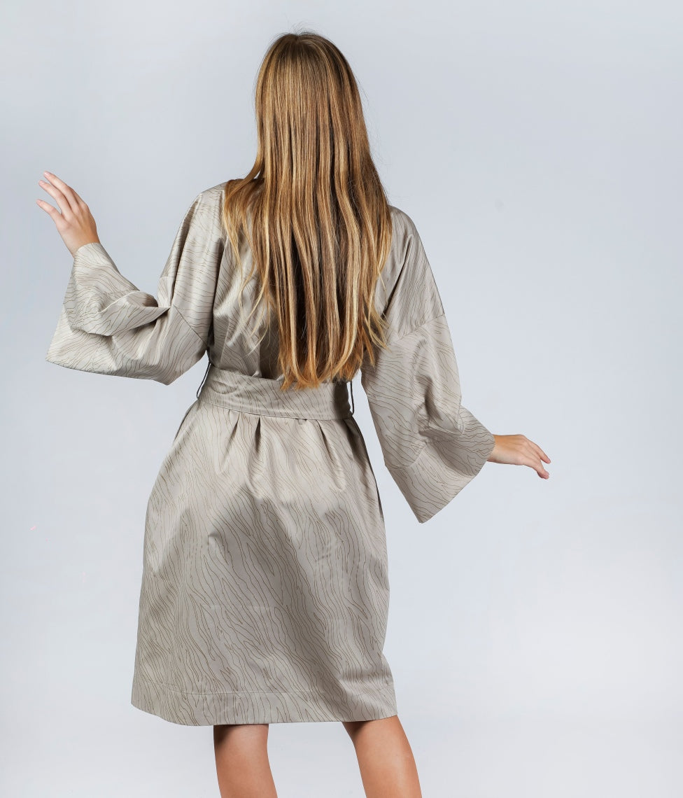 Chalatas Kimono Sand Almond (migdolų), 2 nuotrauka
