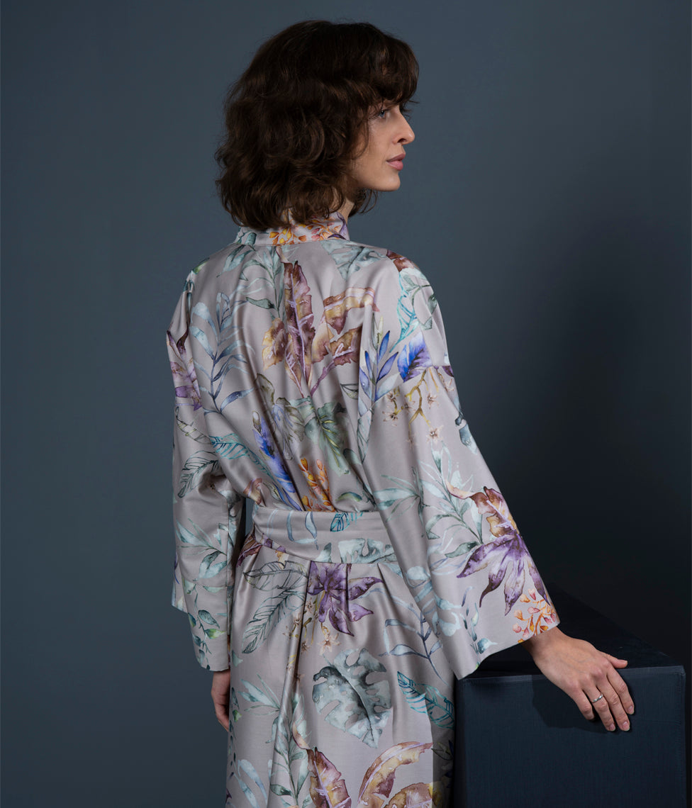 Chalatas Kimono Flora Costera Almond (marga)
