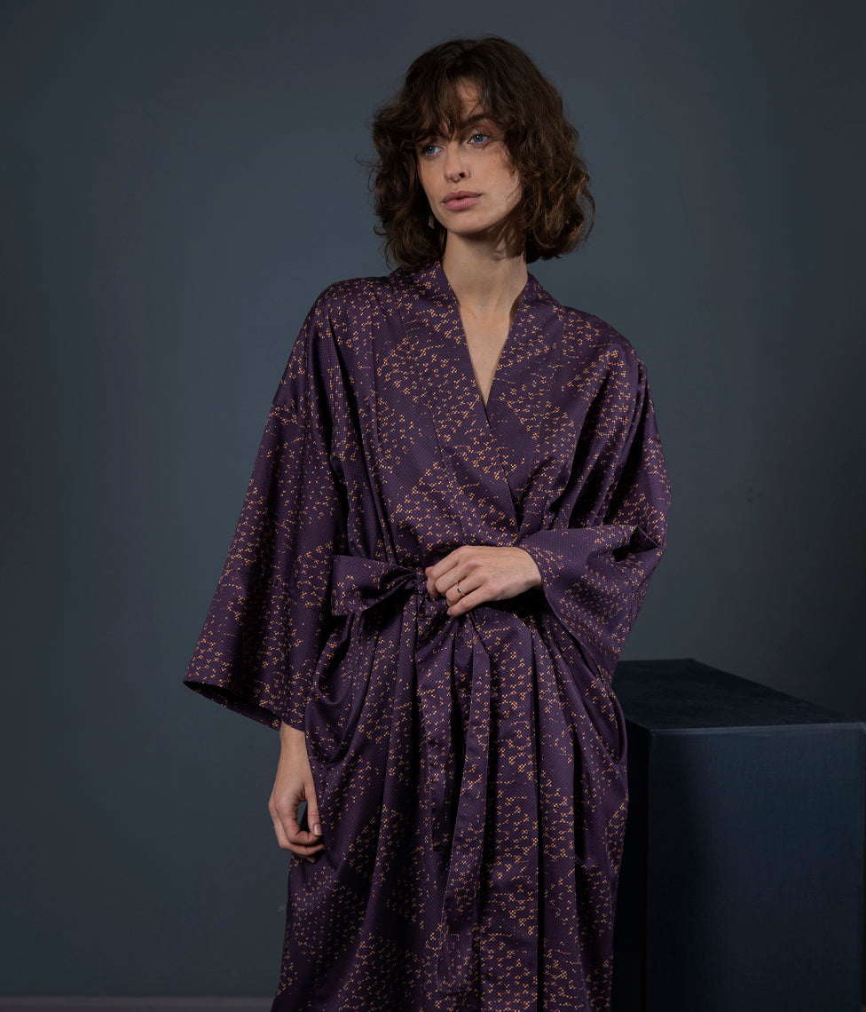 Chalatas Kimono Mesh (violetinė), 3 nuotrauka