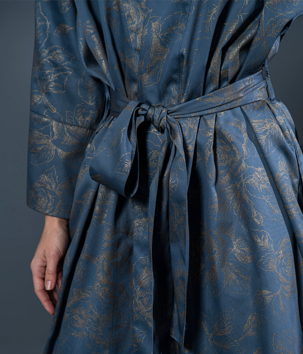 Chalatas kimono Rose Line Silver Blue (mėlyna, pilka), 2 nuotrauka