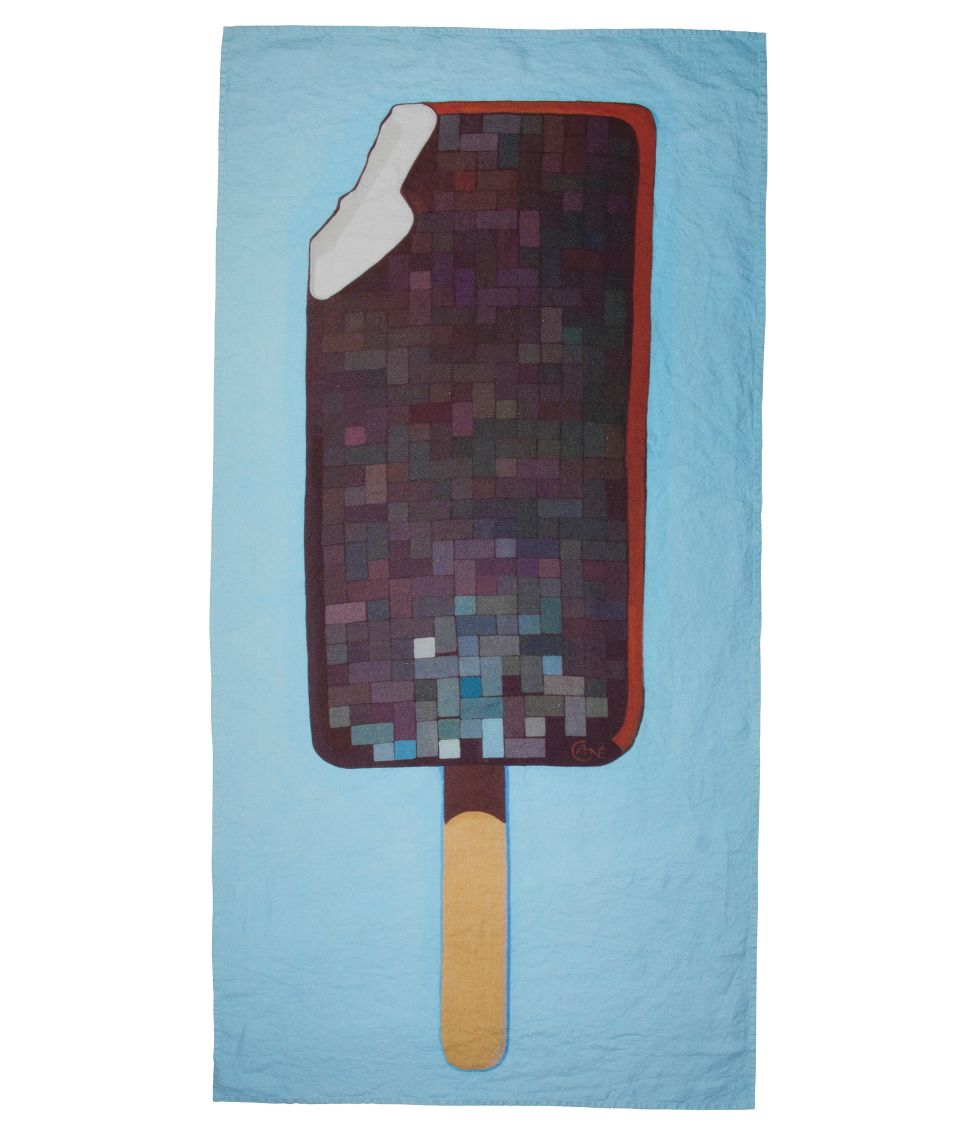 Lininis paplūdimio rankšluostis Ledai - Agnė Kišonaitė - 100x180cm (marga), 3 nuotrauka