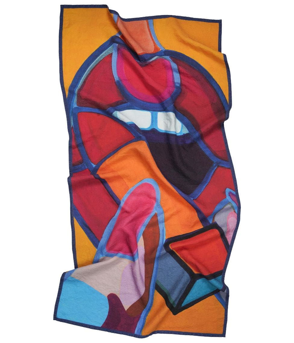 Lininis paplūdimio rankšluostis Ritualas - Agnė Kišonaitė - 100x180cm (marga)