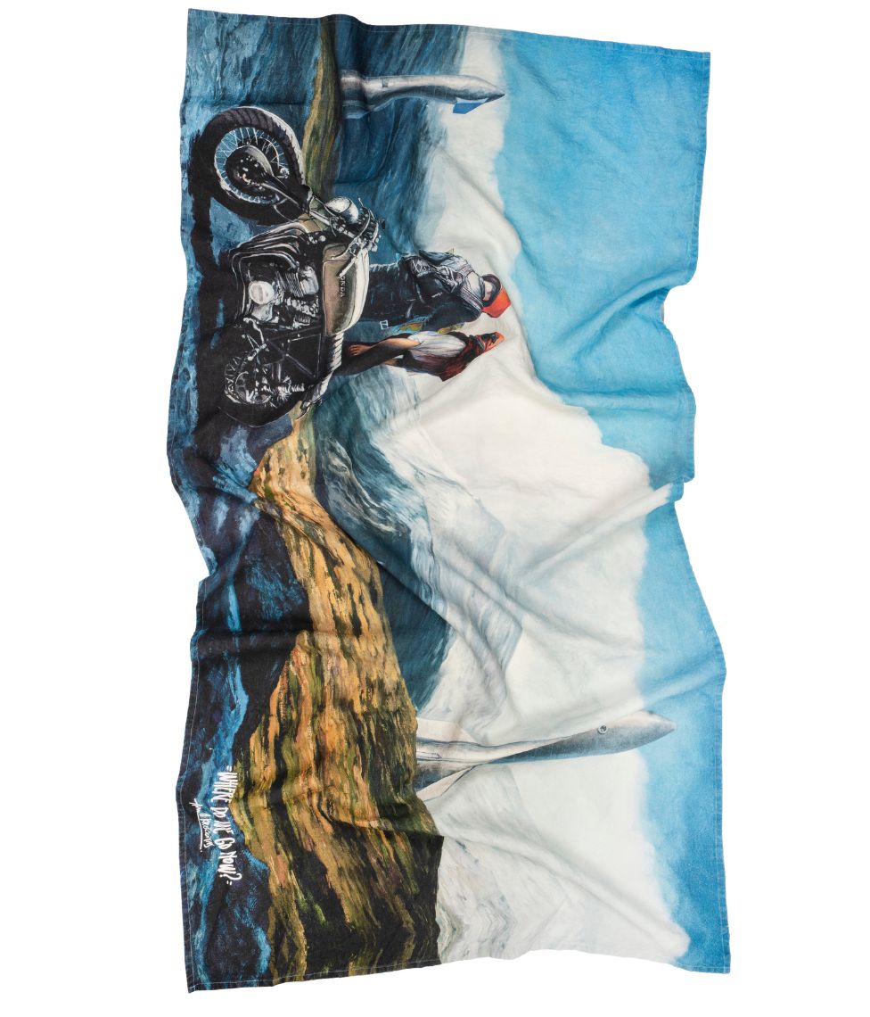 Lininis paplūdimio rankšluostis Where Do We Go Now - Algis Kriščiūnas - 100x180cm (marga)