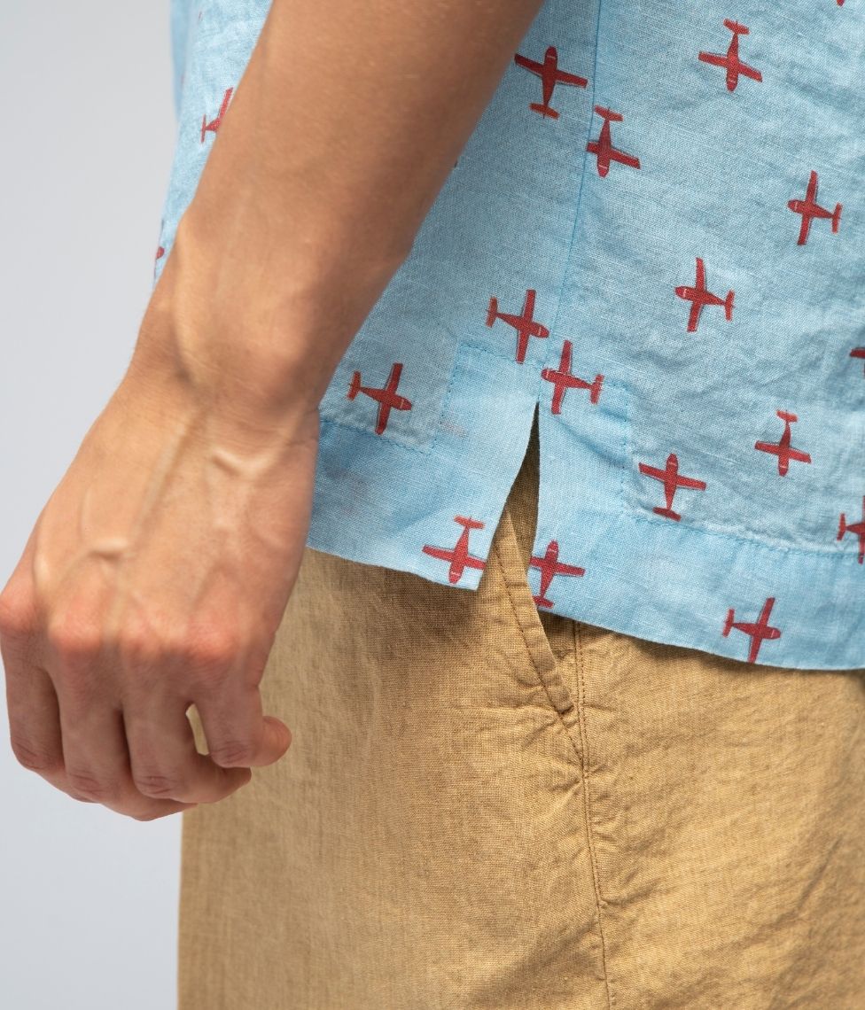 Lininiai marškiniai Airplane Blue - Agnė Kišonaitė (Unisex) (marga), 2 nuotrauka