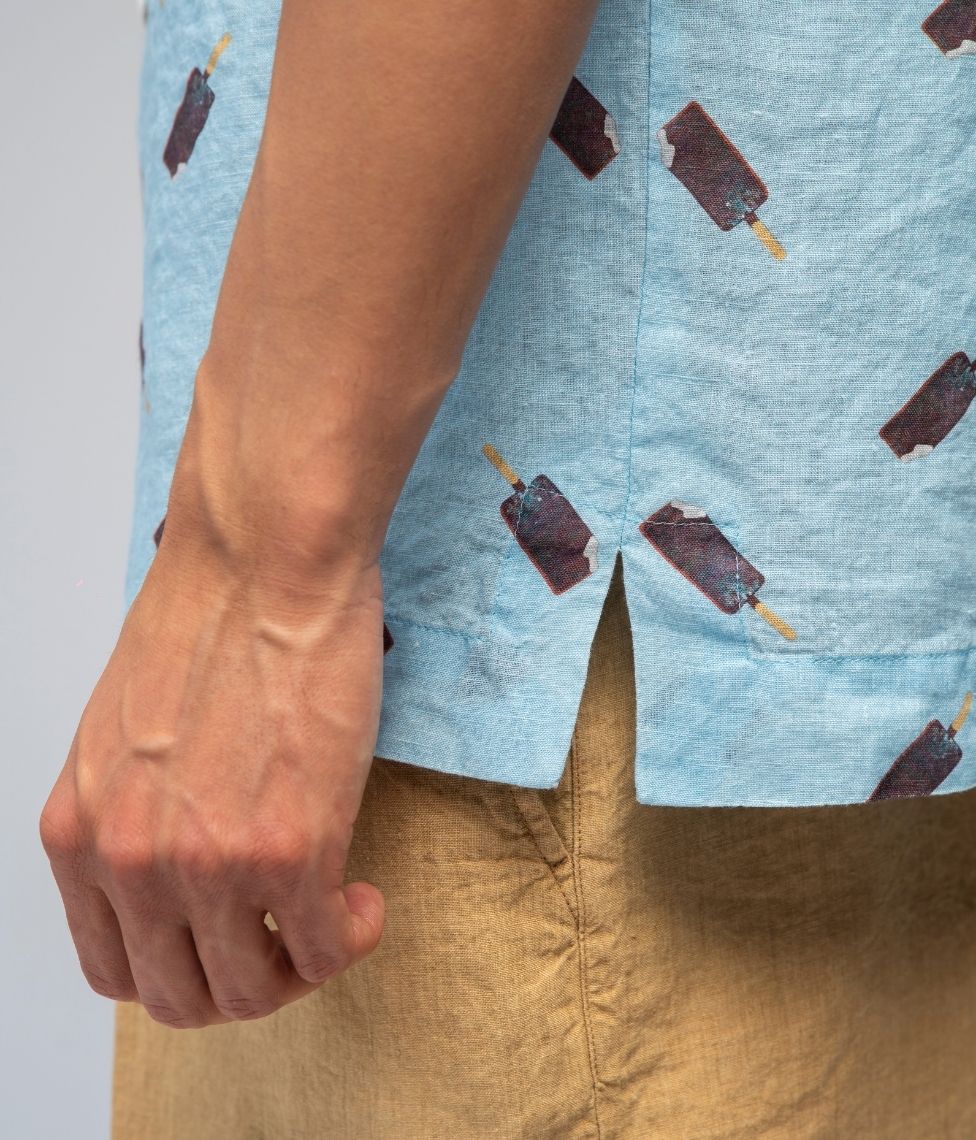 Lininiai marškiniai Ice Blue - Agnė Kišonaitė (Unisex) (marga), 2 nuotrauka