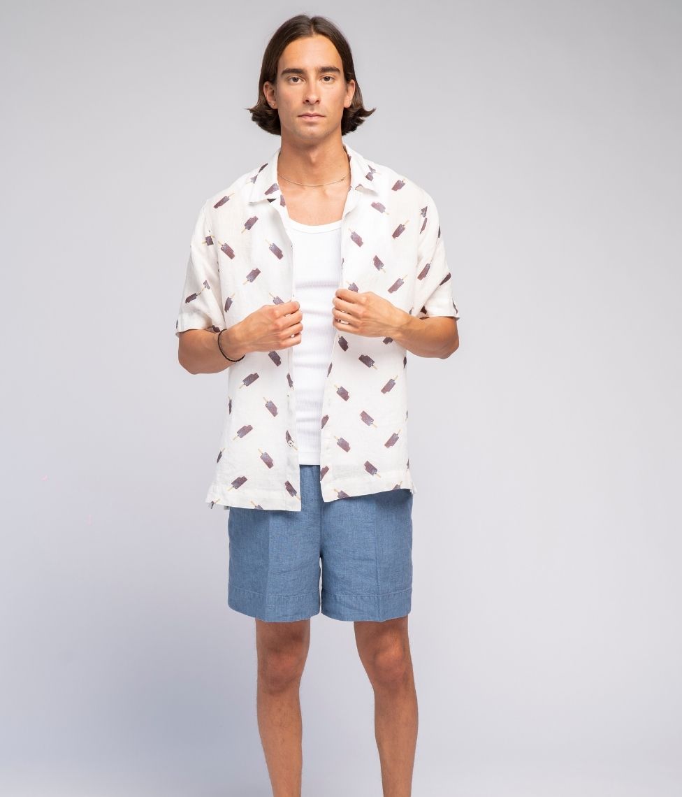 Lininiai marškiniai Ice - Agnė Kišonaitė (Unisex) (marga), 3 nuotrauka