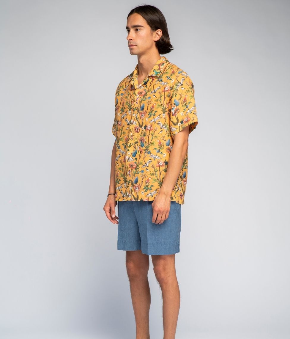 Lininiai marškiniai Drinking The Summer - Yellow - Algis Kriščiūnas (Unisex) (marga), 5 nuotrauka