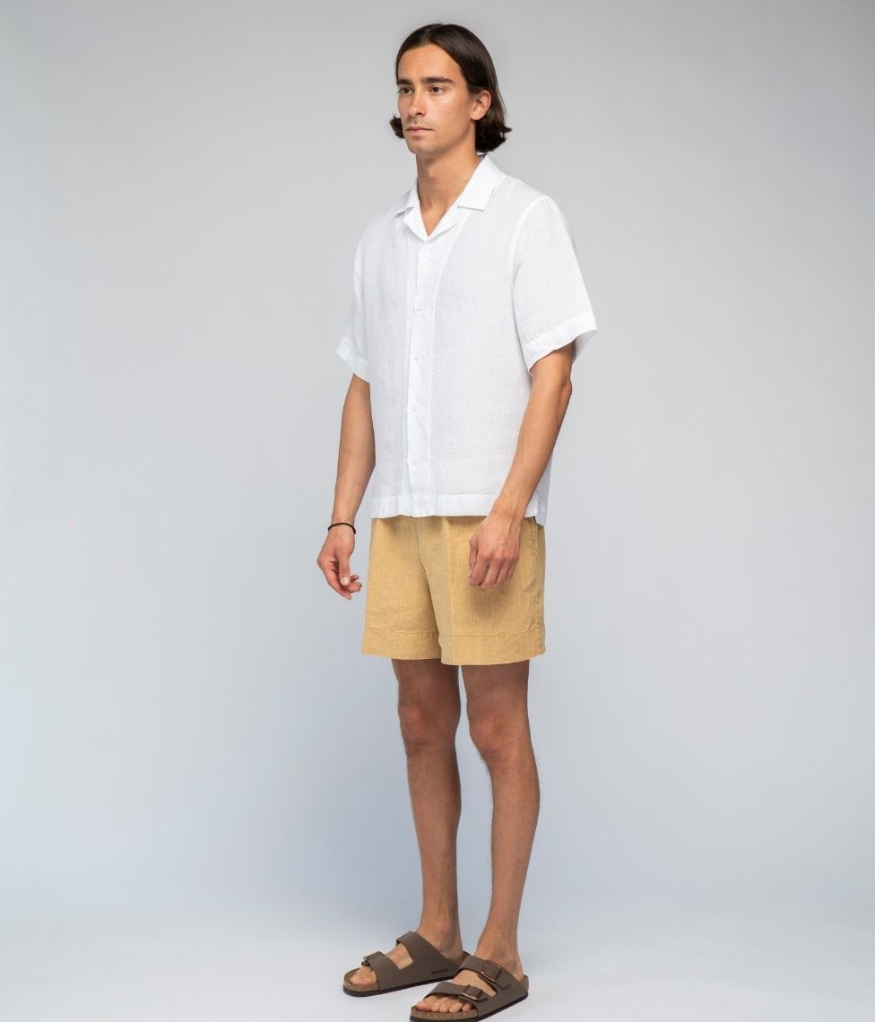 Vyriški lininiai marškiniai Solid White (balta), 4 nuotrauka