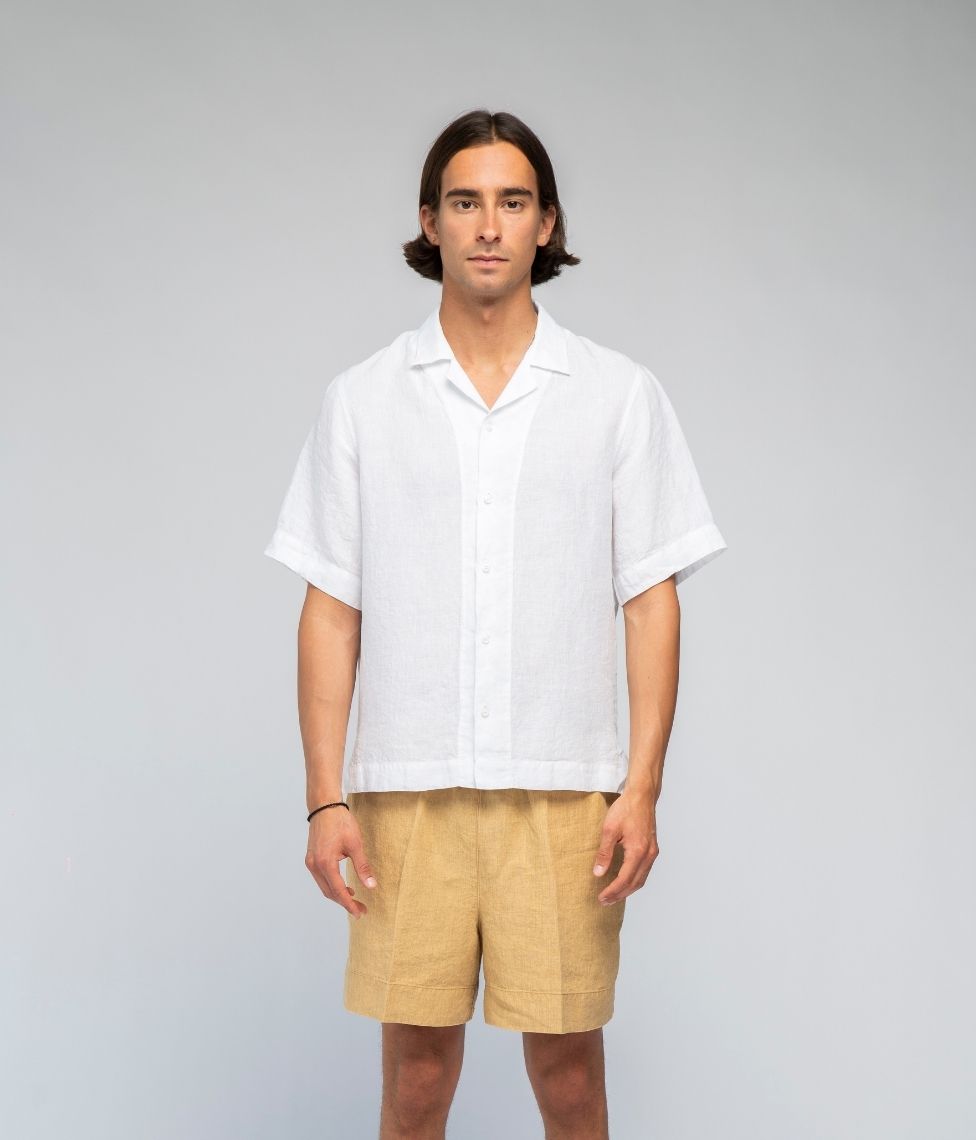 Vyriški lininiai marškiniai Solid White (balta), 3 nuotrauka