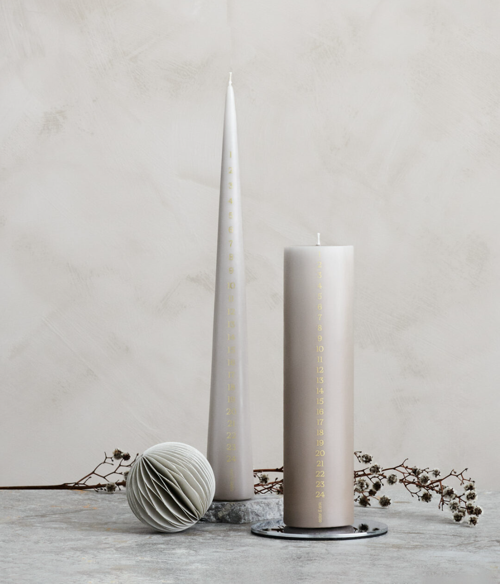 Advento žvakė Konusinė Ester & Erik Linen Grey, 2 nuotrauka