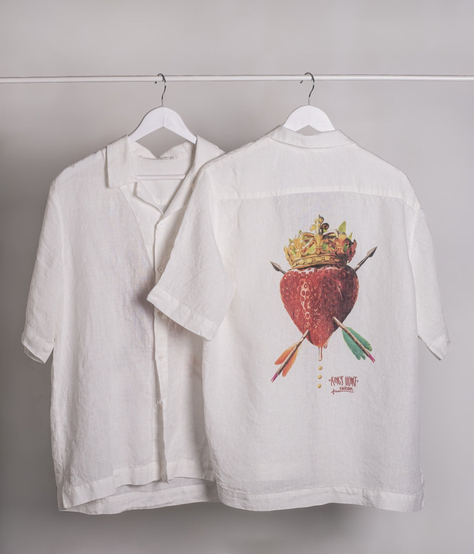 Lininiai marškiniai King's Heart White – Algis Kriščiūnas (Unisex) (marga)
