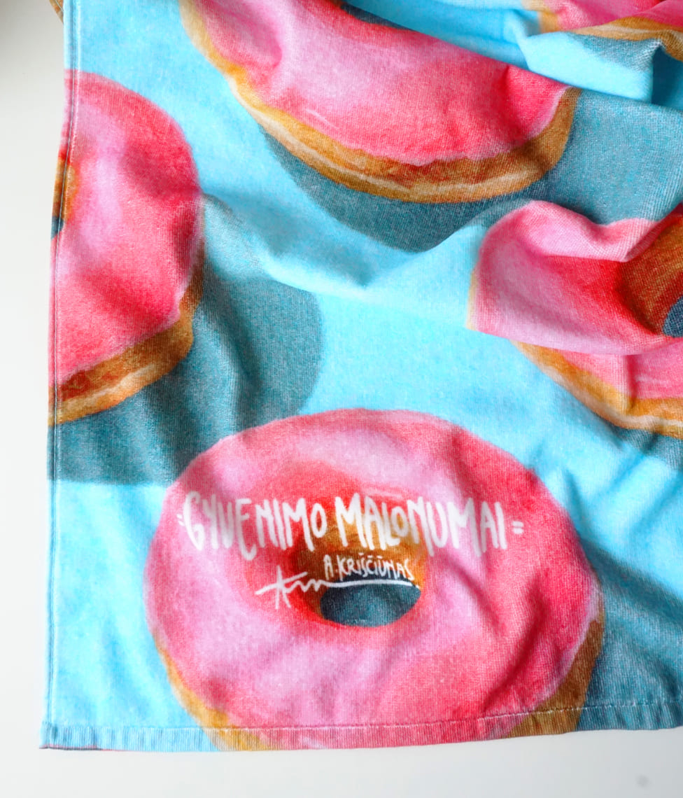 Medvilninis paplūdimio rankšluostis Gyvenimo Malonumai - Algis Kriščiūnas- 100x180cm (marga), 2 nuotrauka