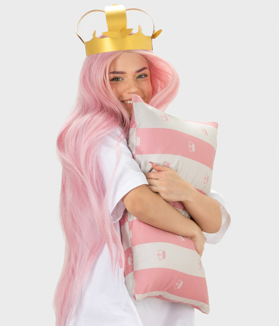 Satino pagalvės užvalkalas Slapta Meilė Jūsų Didenybei Pink (balta, rausva)