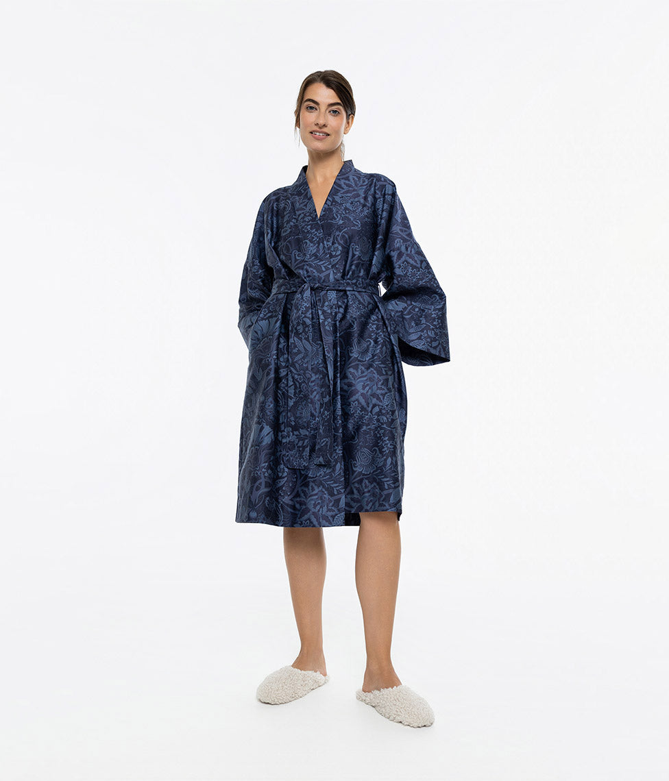 Satino chalatas kimono Boho Indigo