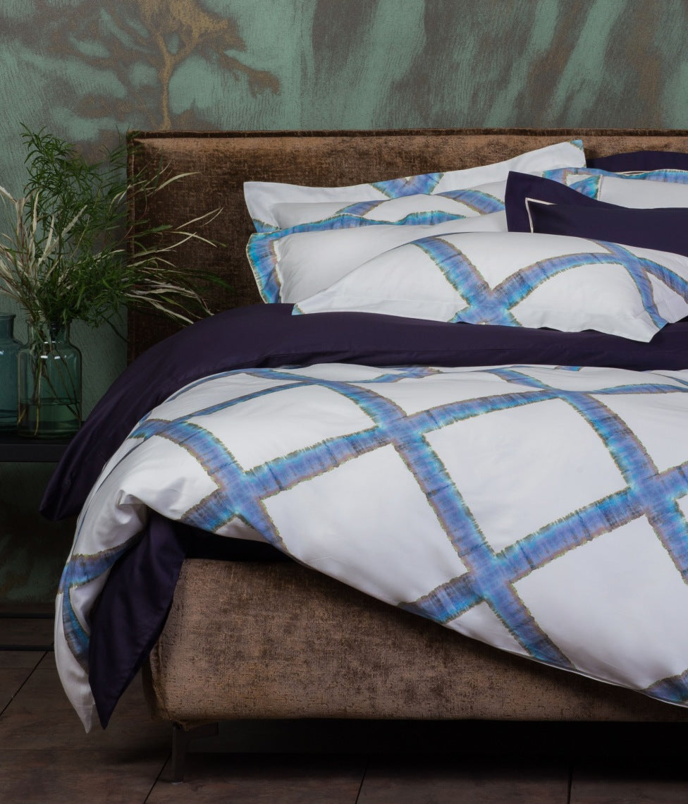 Satino patalynės komplektas Batik Ocean Square (mėlyna), 4 nuotrauka