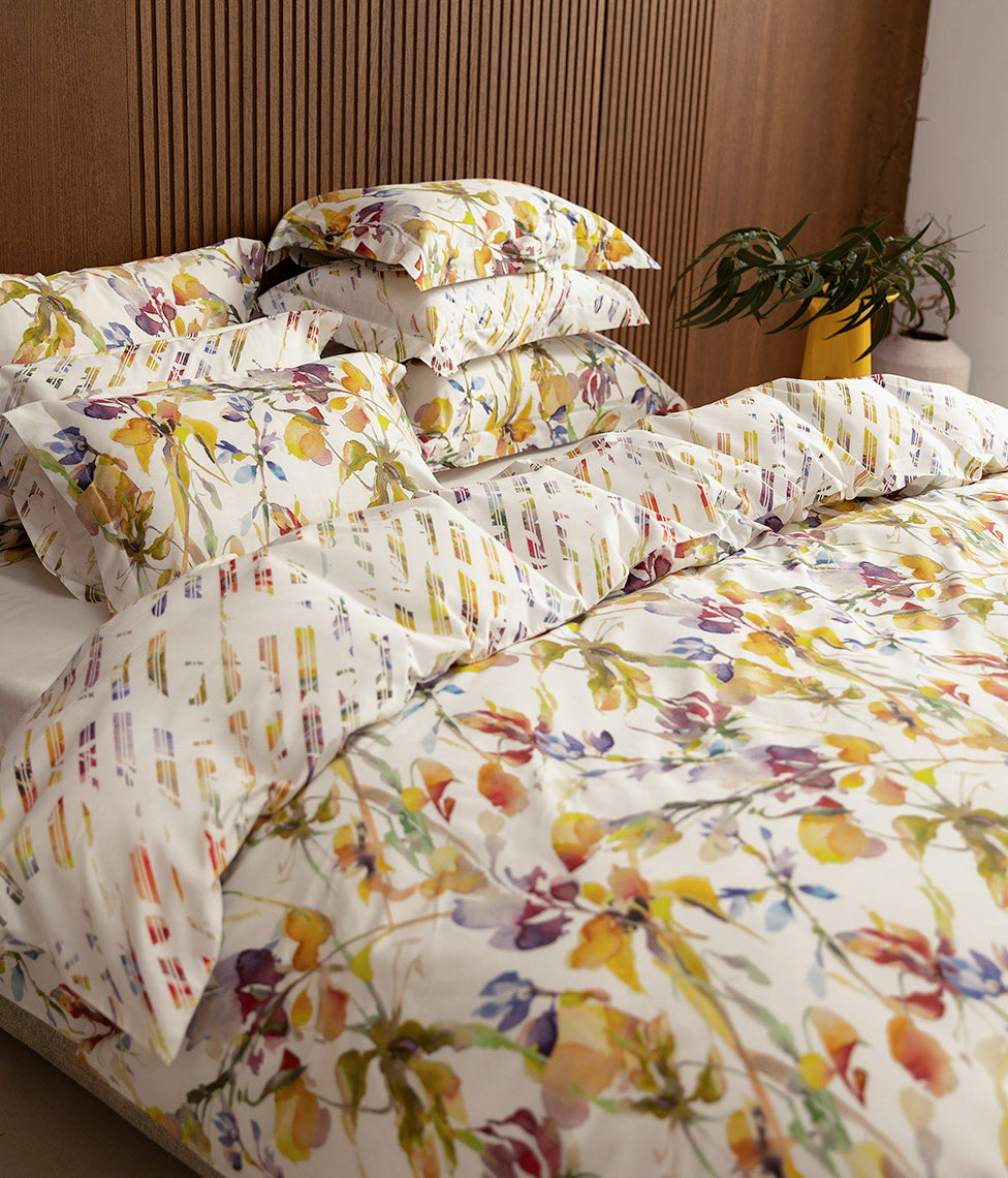 Satino patalynės komplektas Rainbow White & Diagonal White (balta, marga), 2 nuotrauka