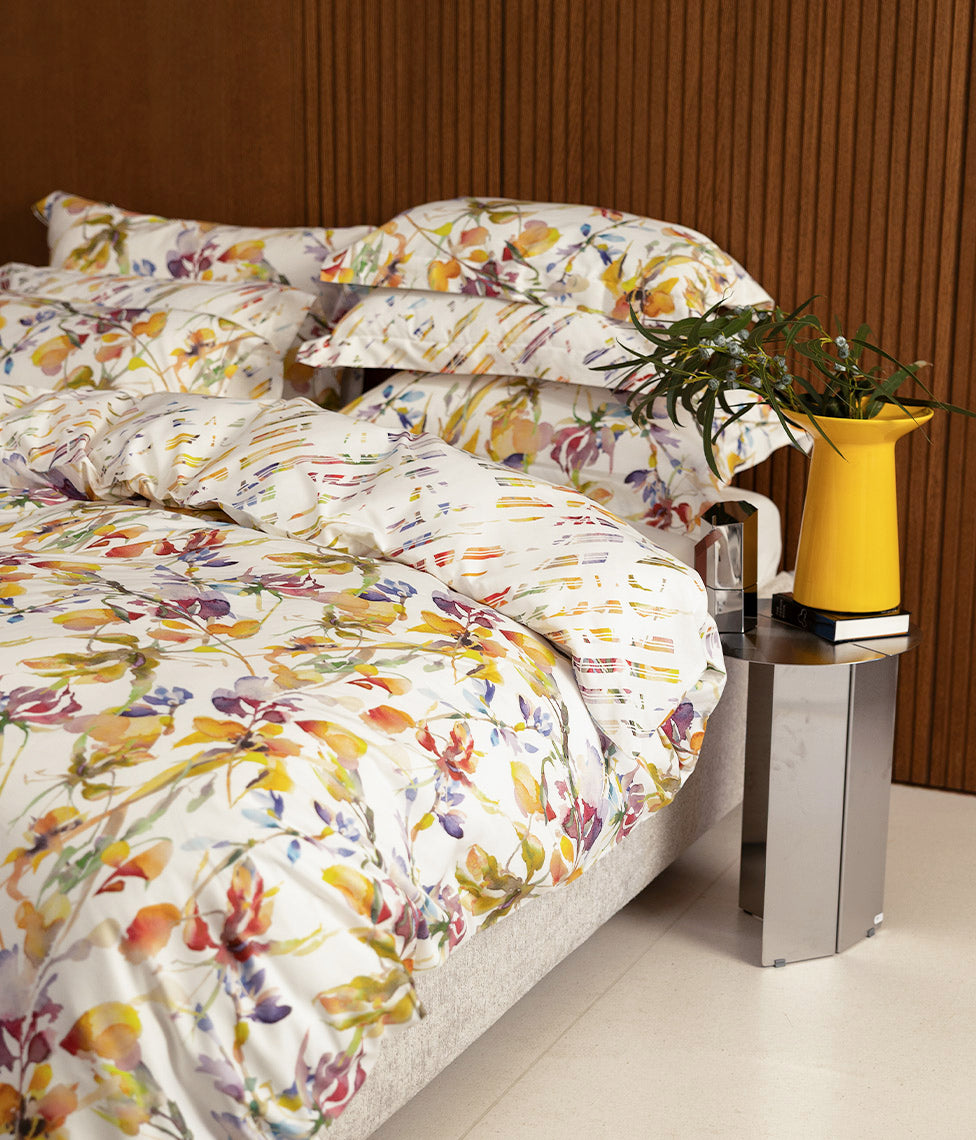 Satino patalynės komplektas Rainbow White & Diagonal White (balta, marga)