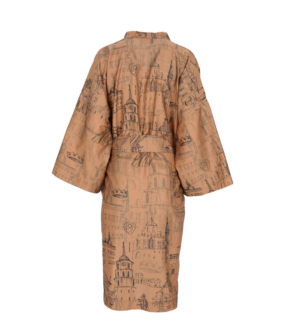 Satino chalatas kimono su maišeliu Slapta Meilė Love Story of Royal Vilnius Cinnamon (cinamono), 2 nuotrauka