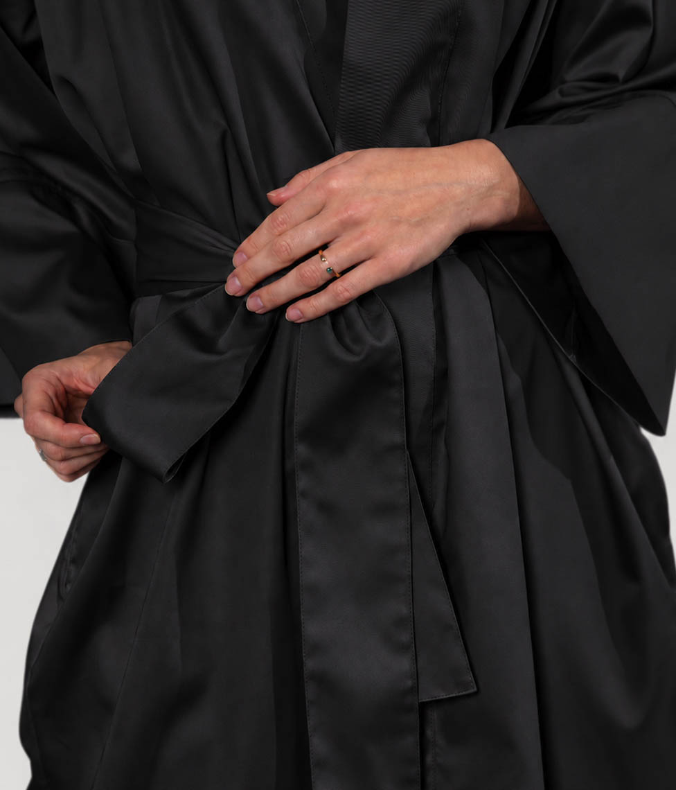 Satino chalatas kimono Solid Storm
