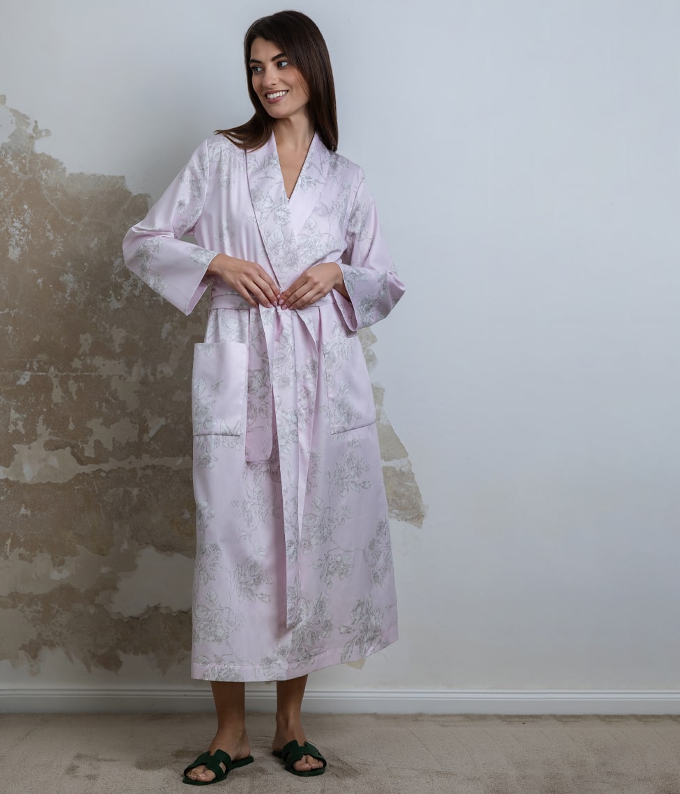 Klasikinis satino chalatas Eden Primrose Pink (rausva)