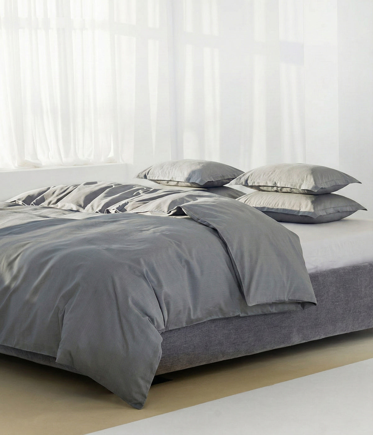 Satino pagalvės užvalkalas Stripe In Line Grey (pilka), 4 nuotrauka