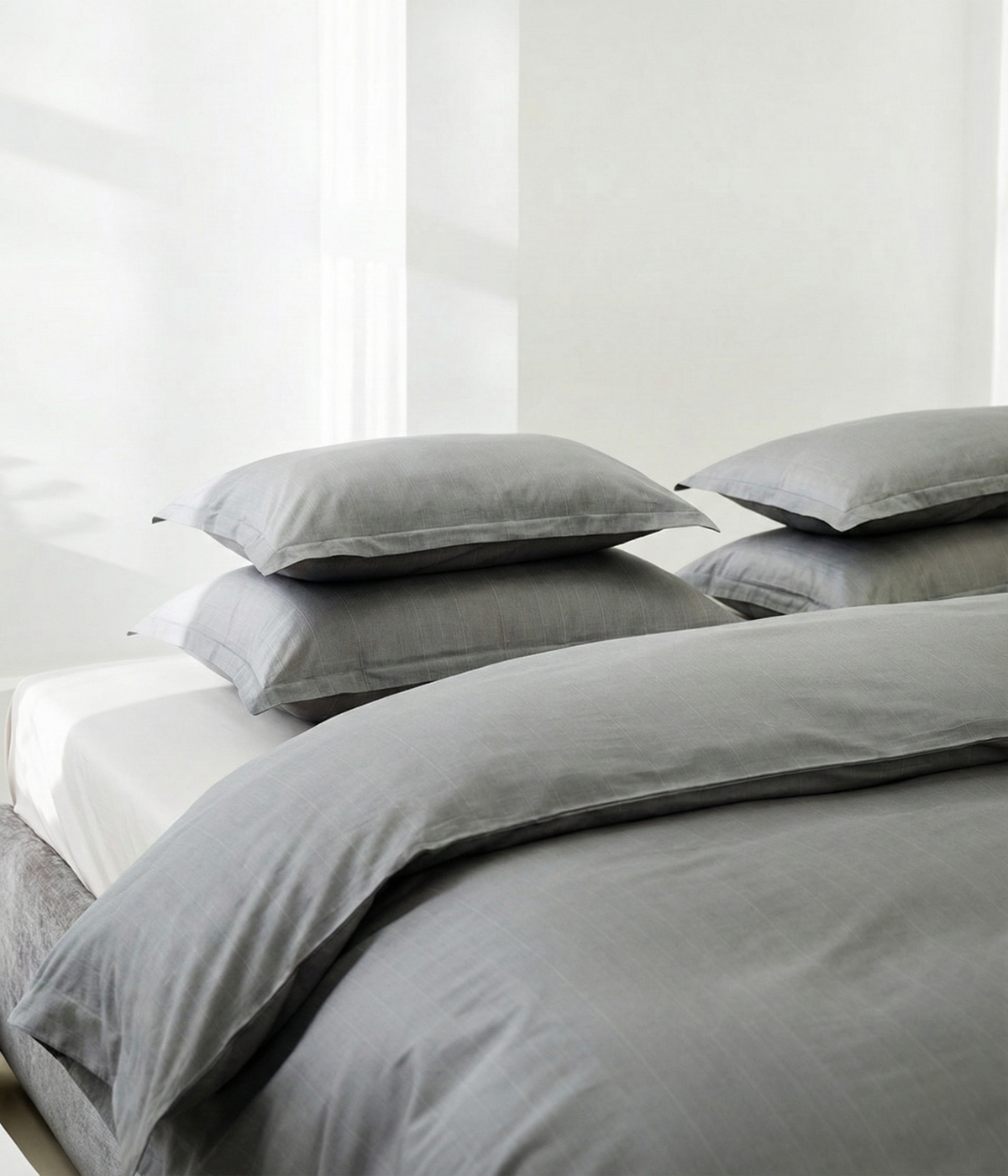 Satino pagalvės užvalkalas Stripe In Line Grey (pilka), 3 nuotrauka