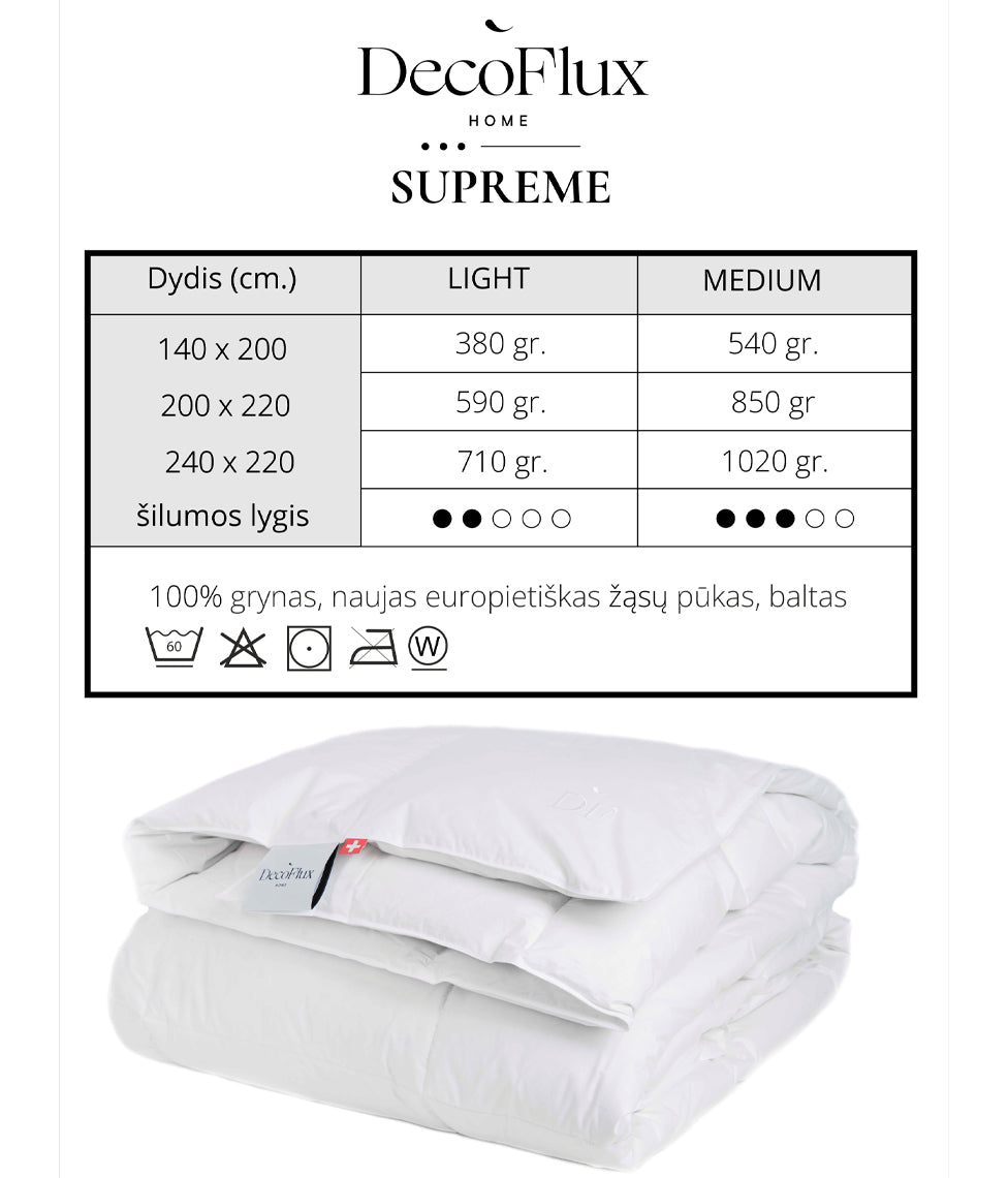 Pūkinė antklodė SUPREME Medium (100% Žąsų pūkai), 3 nuotrauka