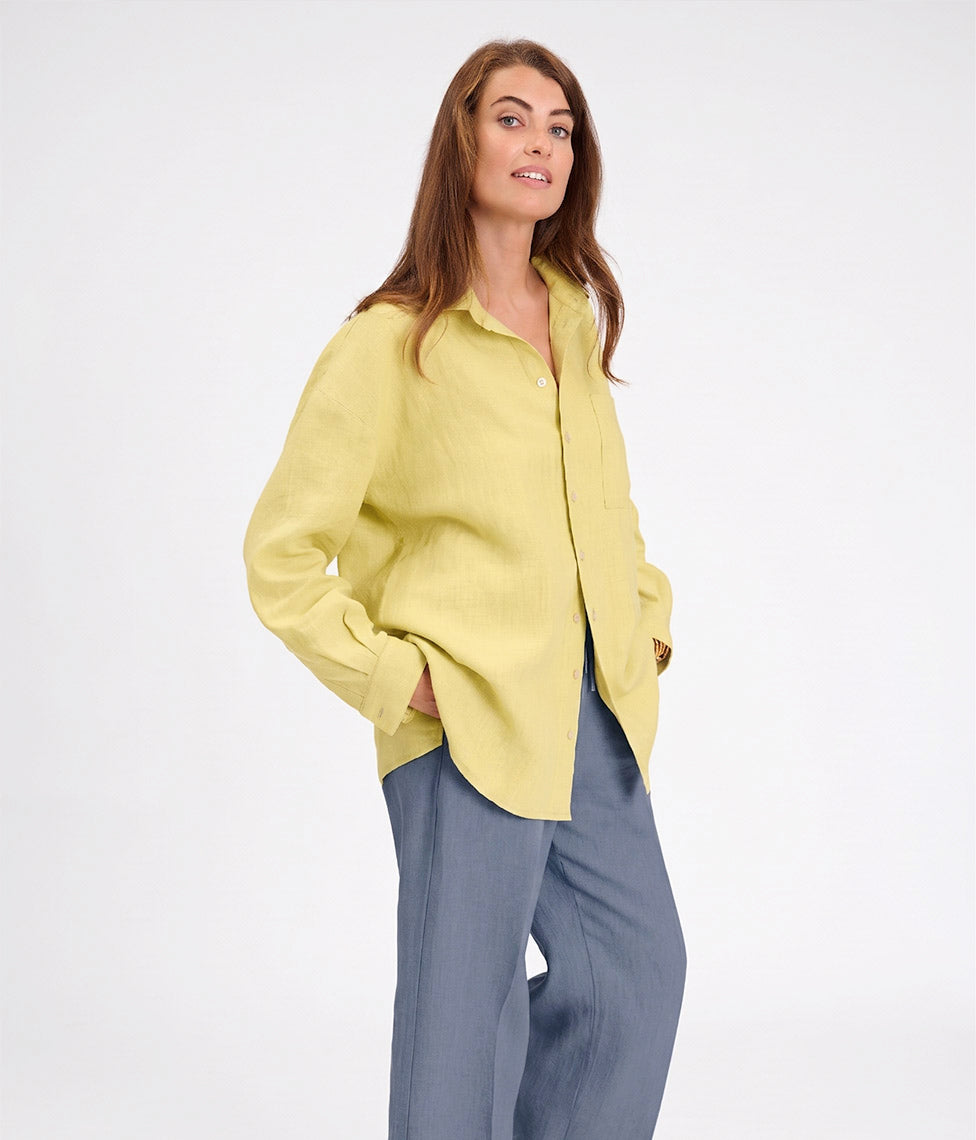 Lininiai marškiniai OVERSIZE UNISEX Yellow (geltona)