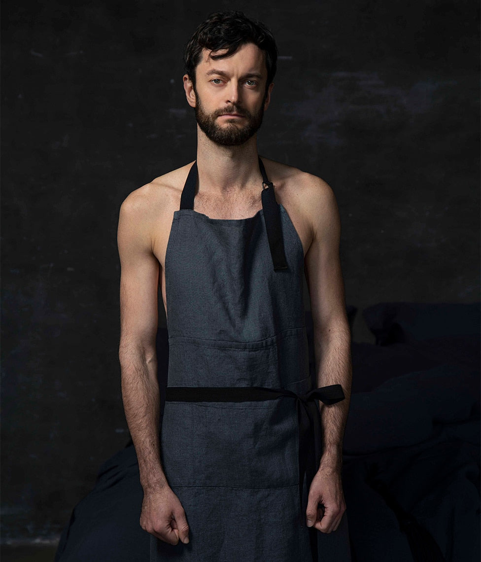 Lininė prijuostė Augustas Anthracite (antracito), 3 nuotrauka