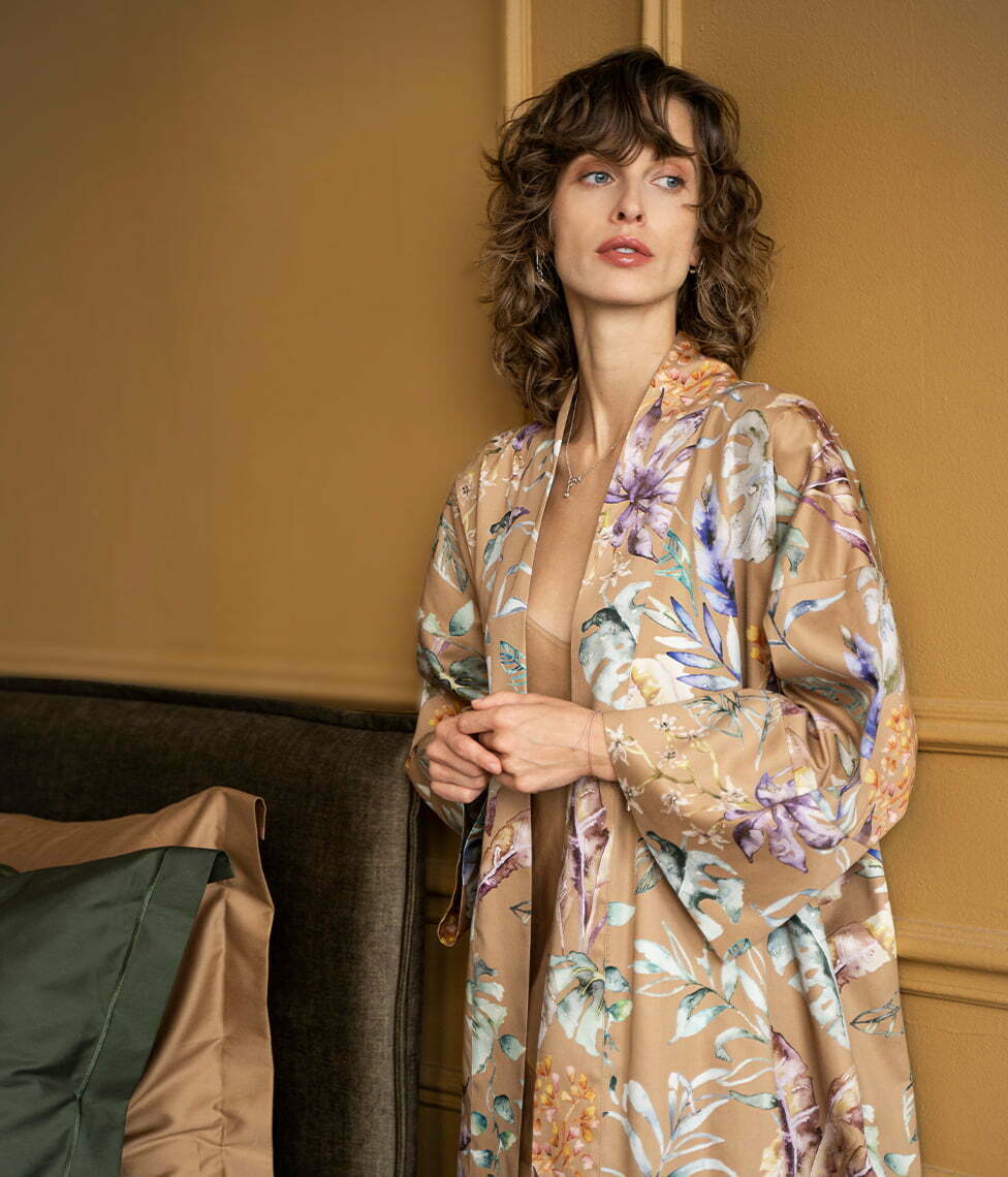 Chalatas kimono Flora Costera Cinnamon
