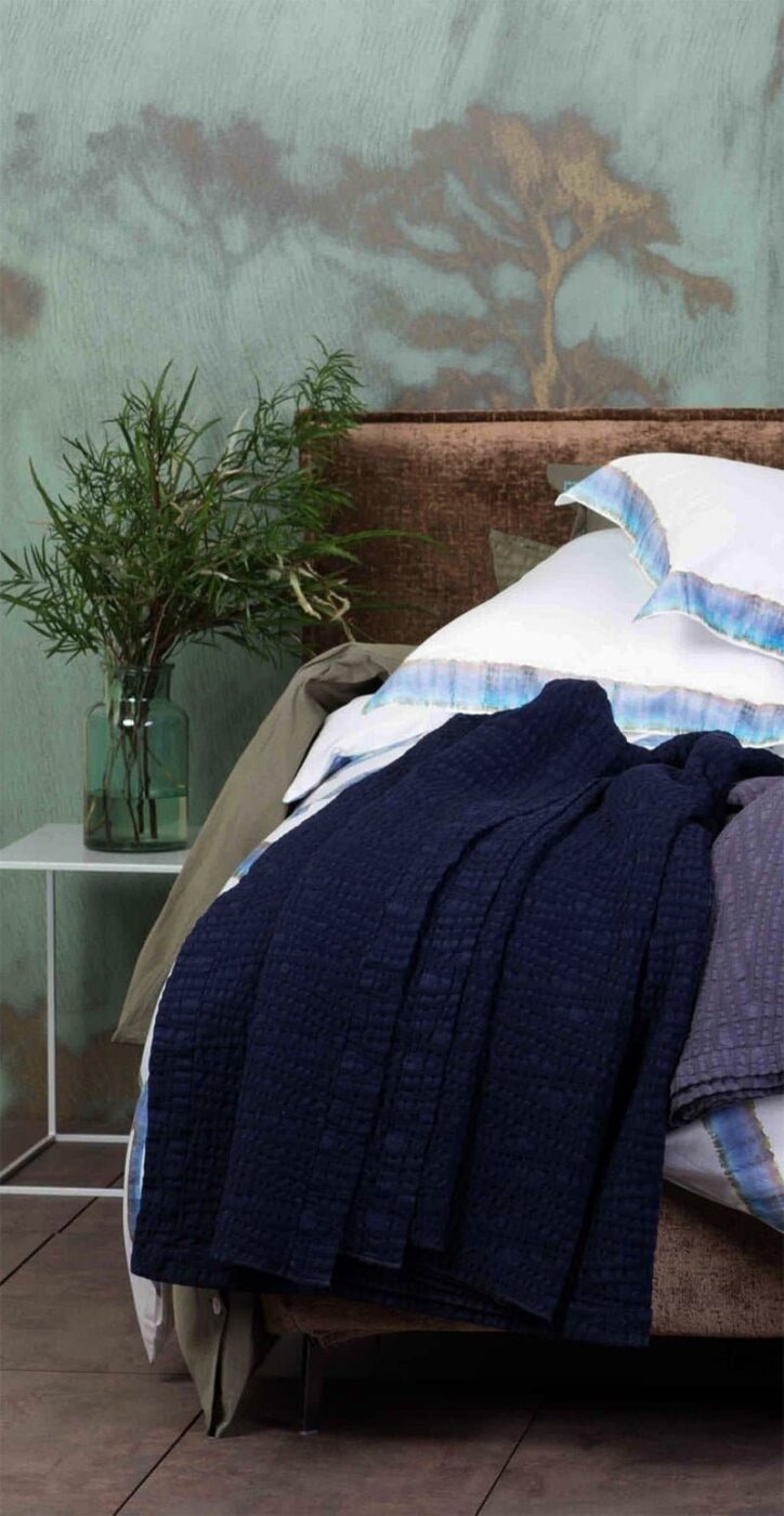 Medvilninė lovatiesė Twist Indigo (mėlyna), 3 nuotrauka