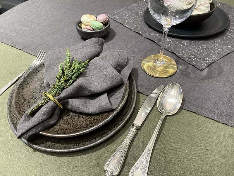 Lininė stalo servetėlė Dark Grey (tamsiai pilka), 4 nuotrauka