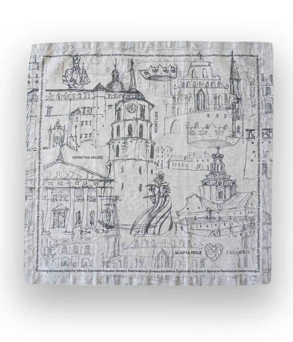 Lininė servetėlė Slapta Meilė Love Story of Royal Vilnius Grey 2 vnt. (pilka), 2 nuotrauka