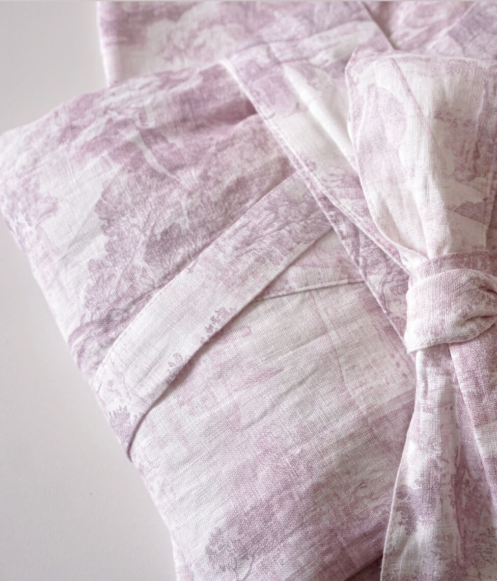 Lininis chalatas Toile Mauve (rausva), 6 nuotrauka