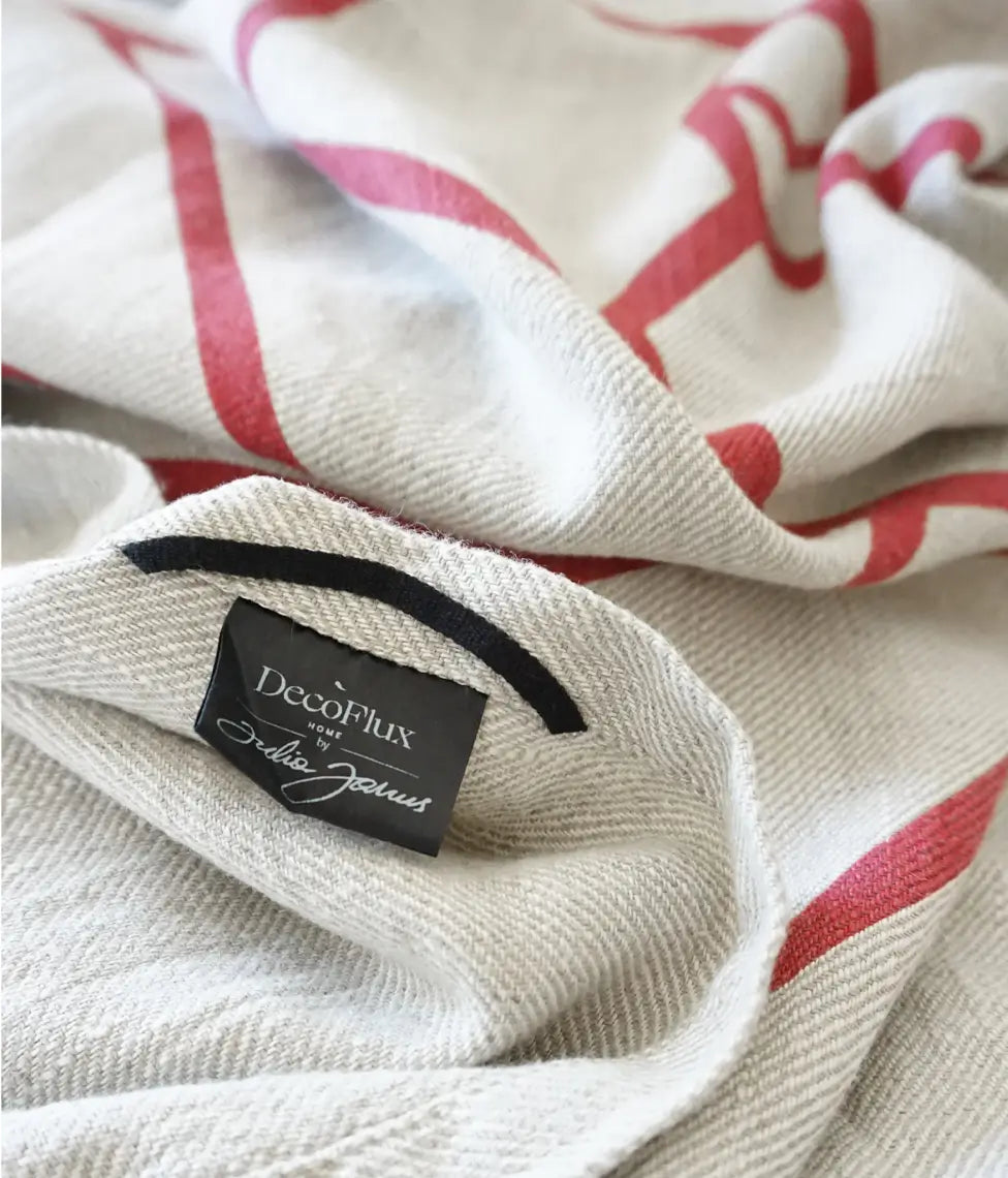 Lininis paplūdimio rankšluostis Karalius Grey/Red (pilka), 3 nuotrauka