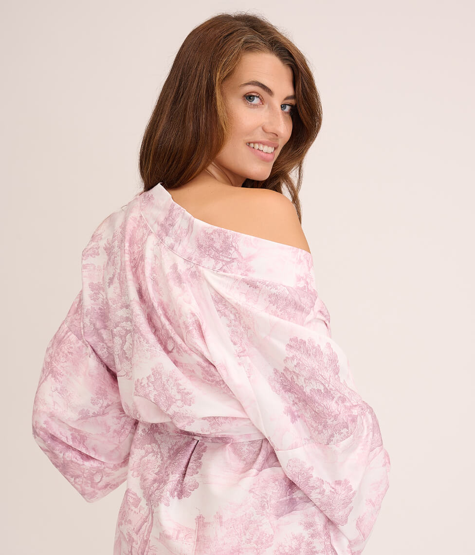 Lininis chalatas Toile Mauve (rausva), 4 nuotrauka