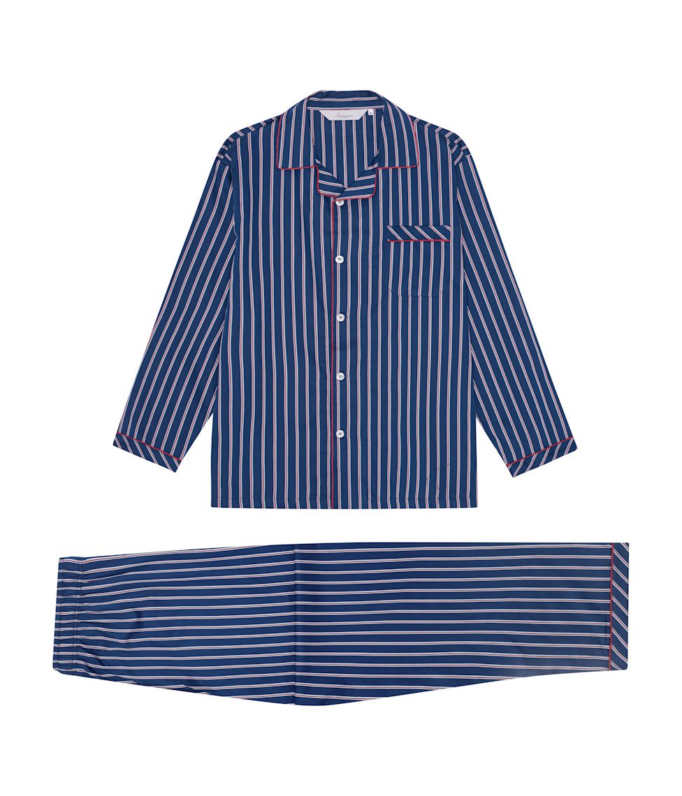 Vyriška pižama Ambassador Blue Red Stripes (švarkas+kelnės)