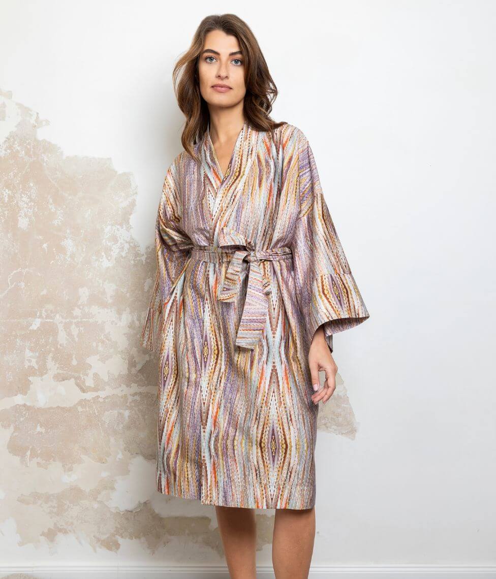 Satino chalatas kimono Creation Of The World Rose by Čiurlionis (marga)