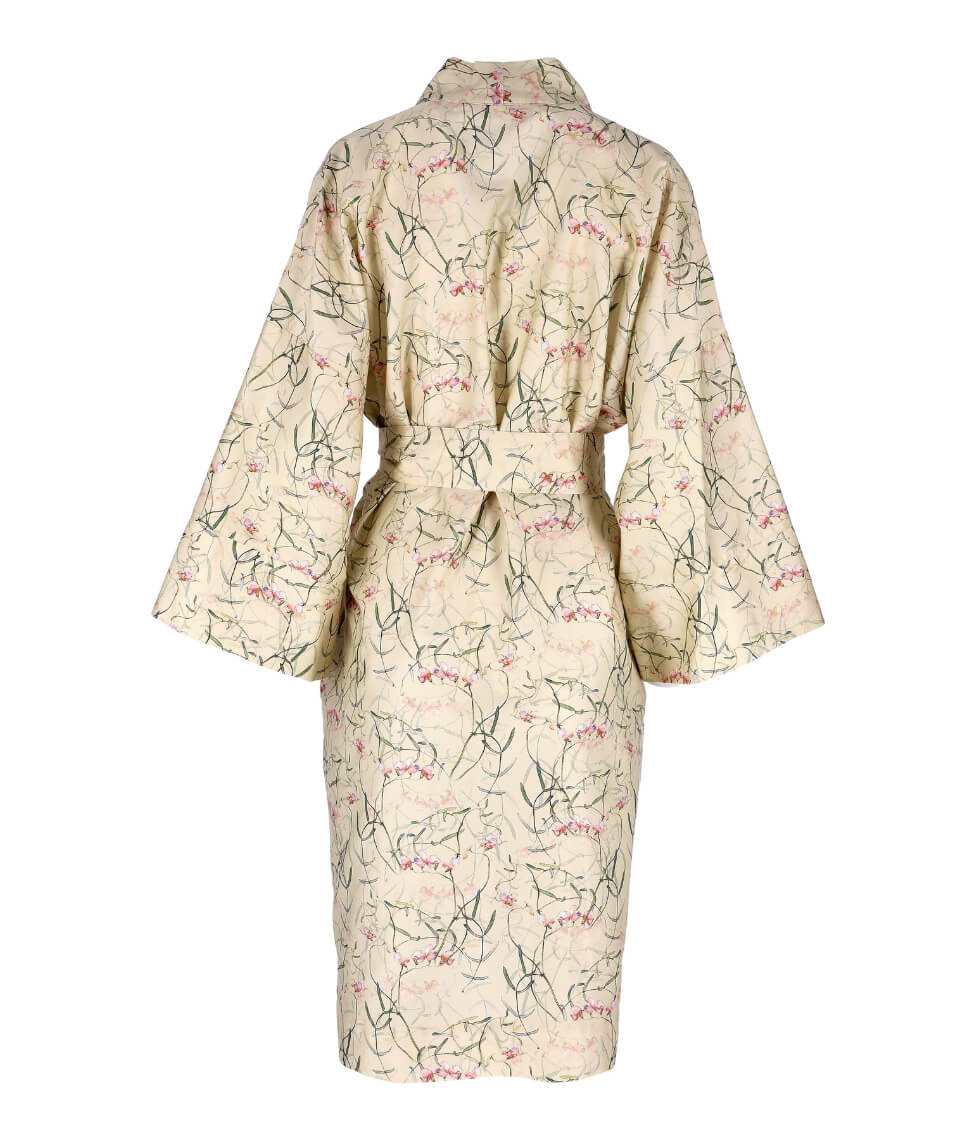 Satino chalatas kimono su maišeliu Dreamy Ecru (gelsva), 2 nuotrauka