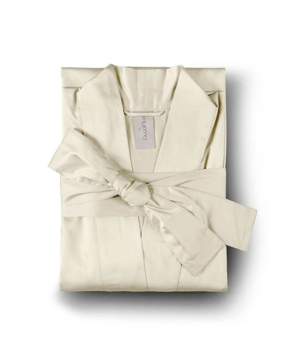 Satino chalatas kimono Solid Antique White (sendinta balta)