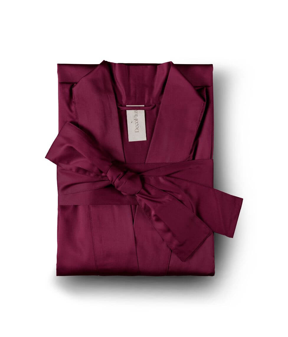 Satino chalatas kimono Solid Burgundy (burgundiška)